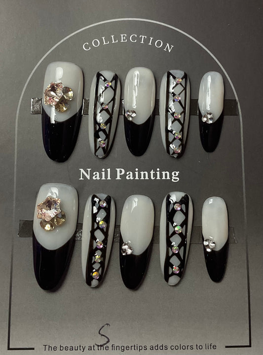 Lace and Jewel Press On Nails