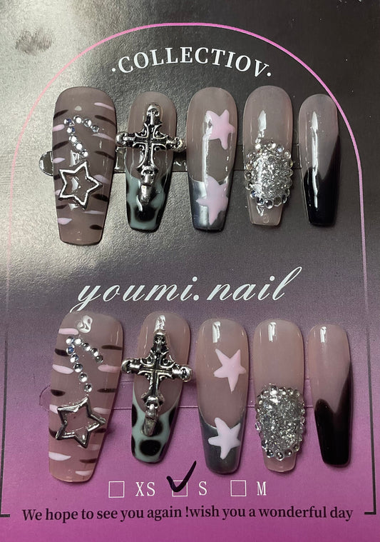 Starry Cross Press On Nails