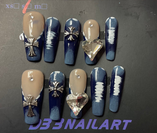 Navy Blue Press On Nails