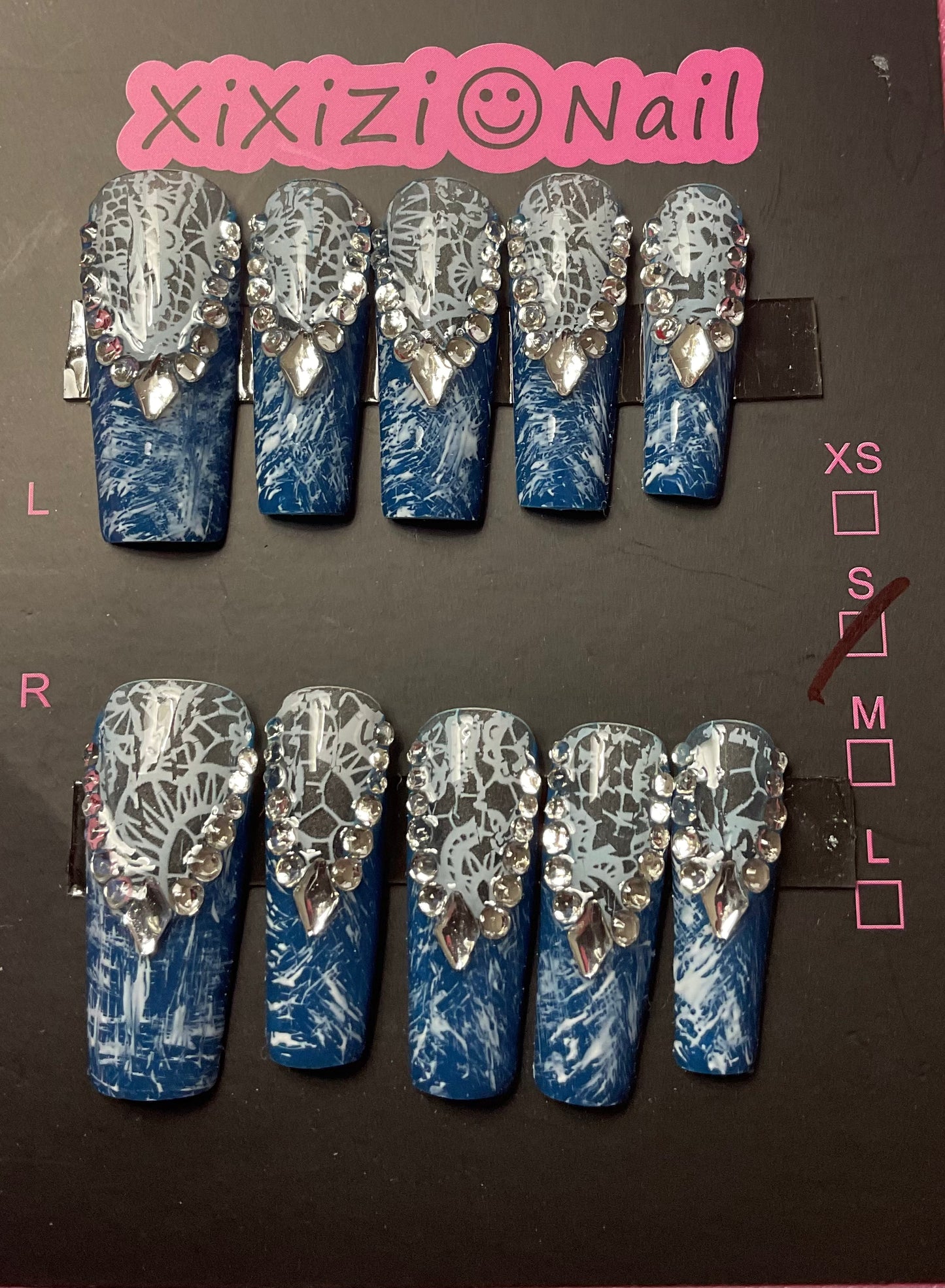 Marbled with Lace Press On Nails