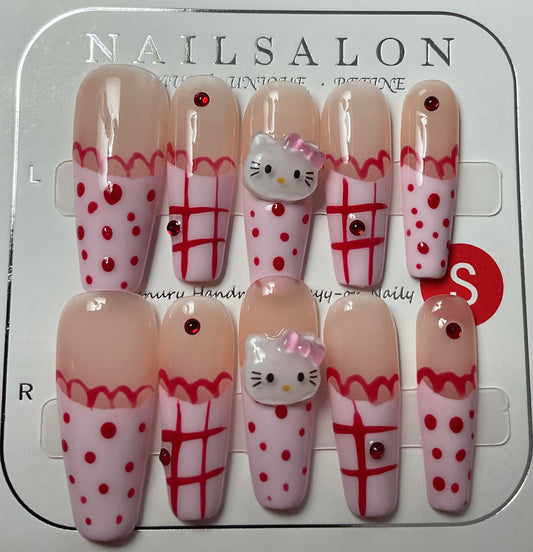 Pink & Playful Hello Kitty Press On Nails