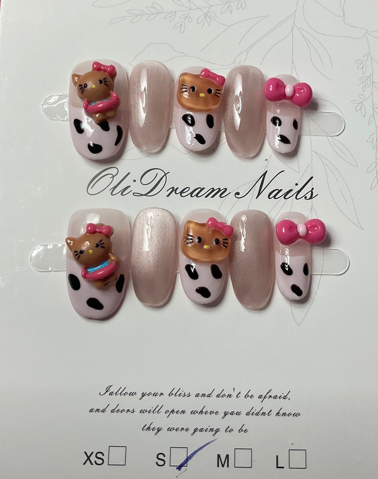 Dreamy Cow & Kitty Press On Nails