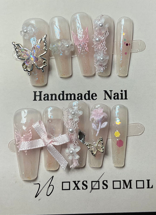 Opalescent Butterfly Press On Nails