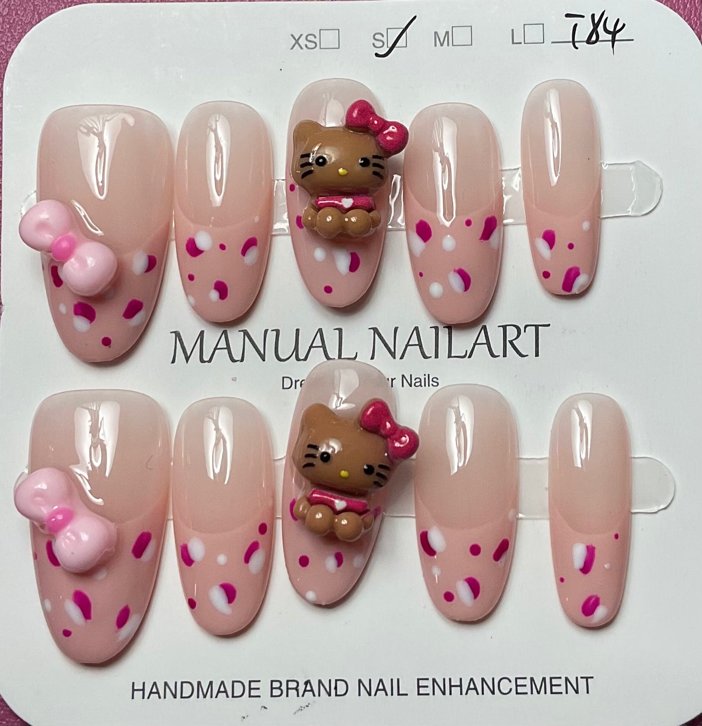 Pink Polka Dot Press On Nails
