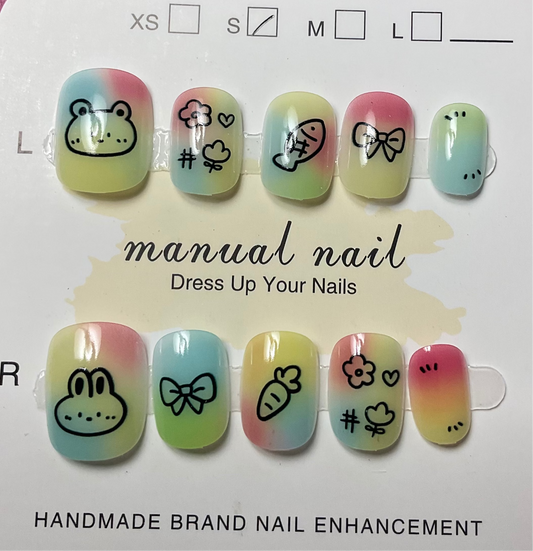 Rainbow Whimsy Press On Nails