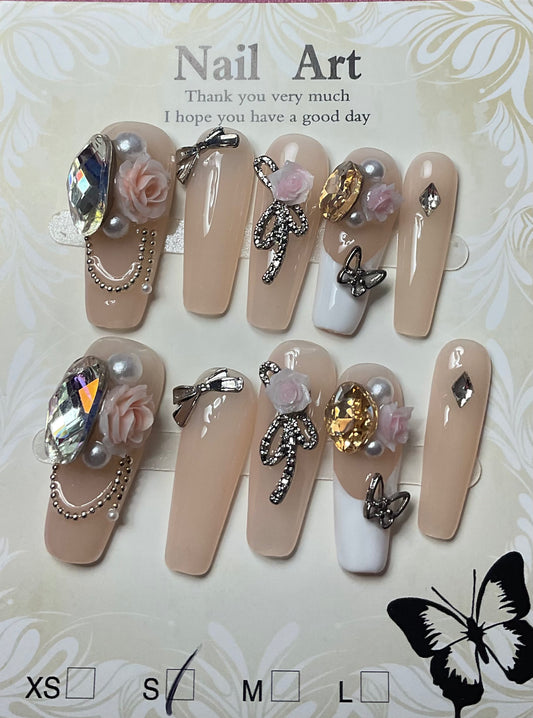 ButterFly and Flower Press On Nails