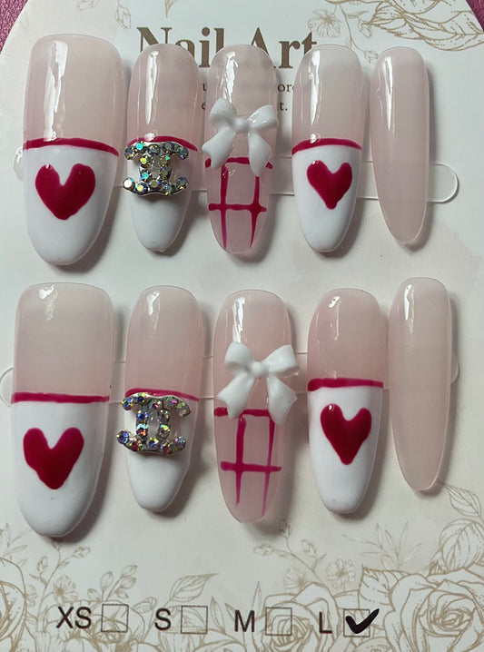 Romantic Heart Press On Nails