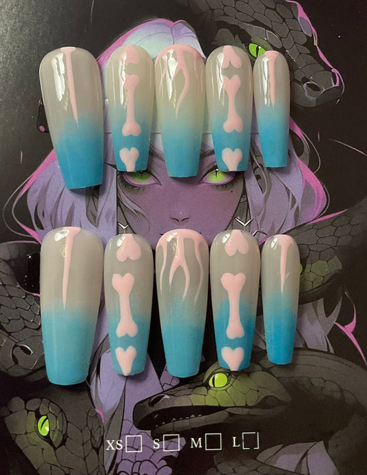 Bone Chilling Blue Press On Nails
