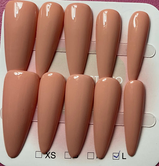Peach Long Press On Nails