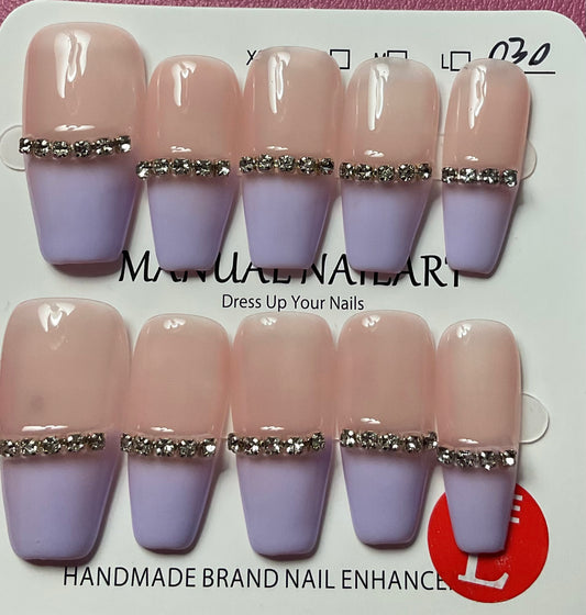 Purple French Tip Press On Nails