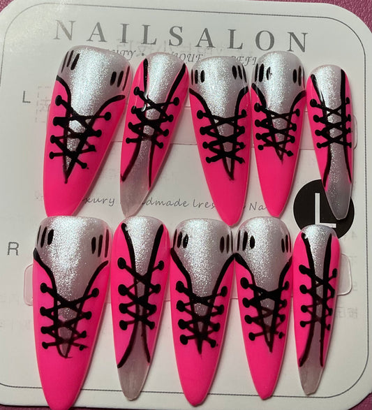 Pink Corset Press On Nails