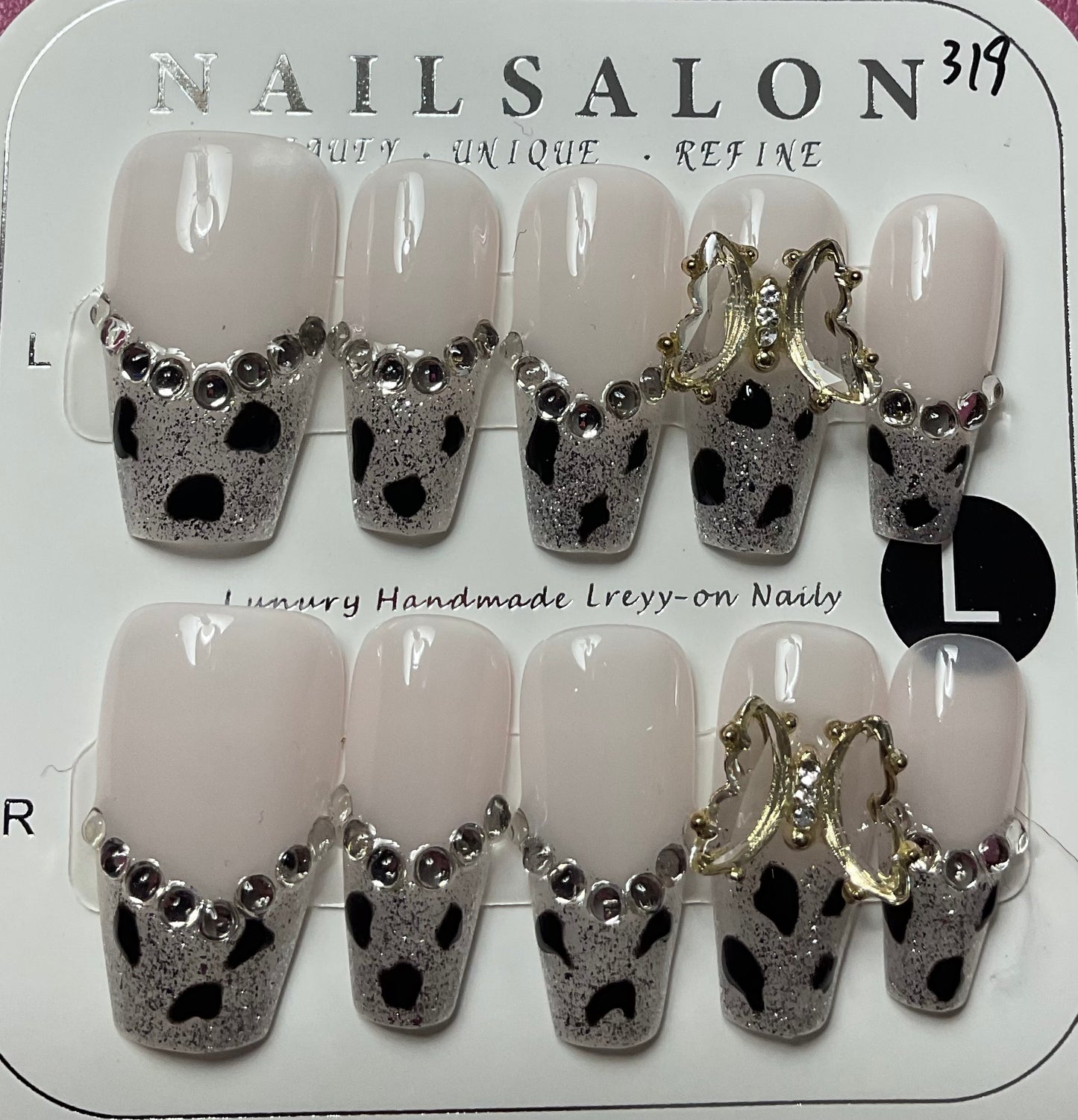 Cheetah with Butter Fly Press On Nails