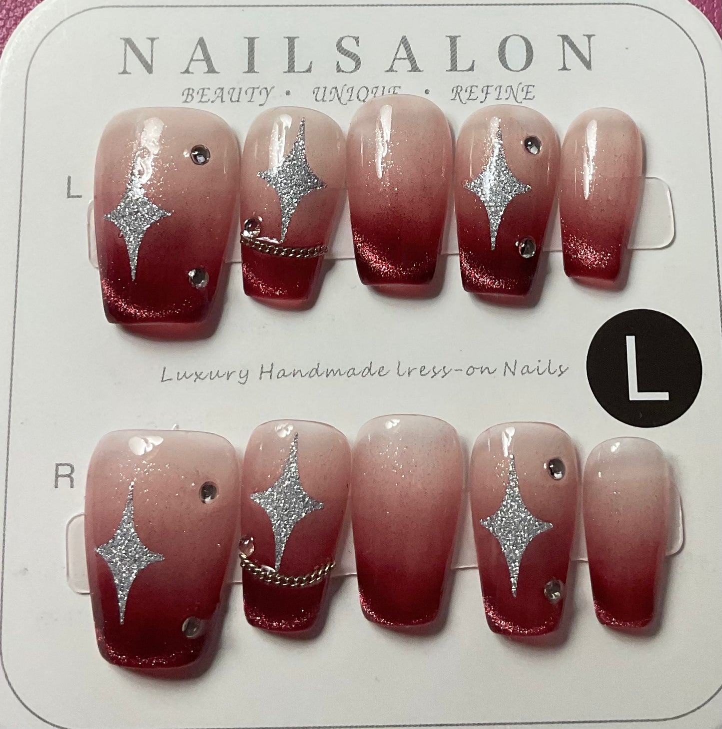 Maroon Ombre Press On Nails