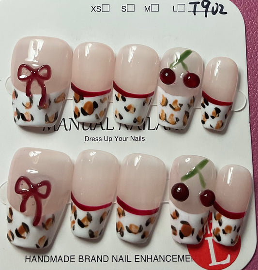 White, Red,Cherry and French tip Nails
