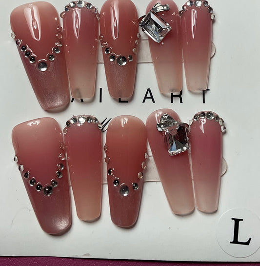 Sparkling Rhinestone Ombre Press On Nails