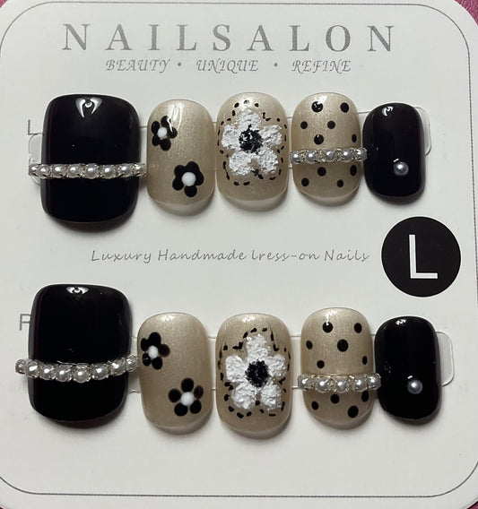 Short Flower Press On Nails