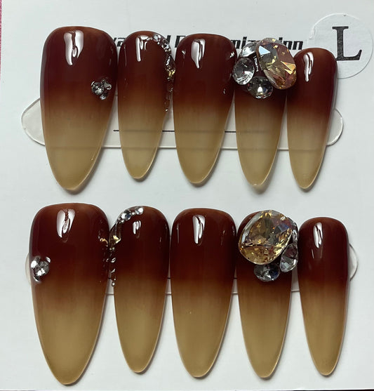 Brown Sugar Gradient Press On Nails
