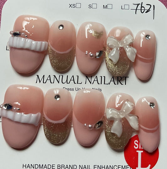 Blush & Gold Glam Press On Nails