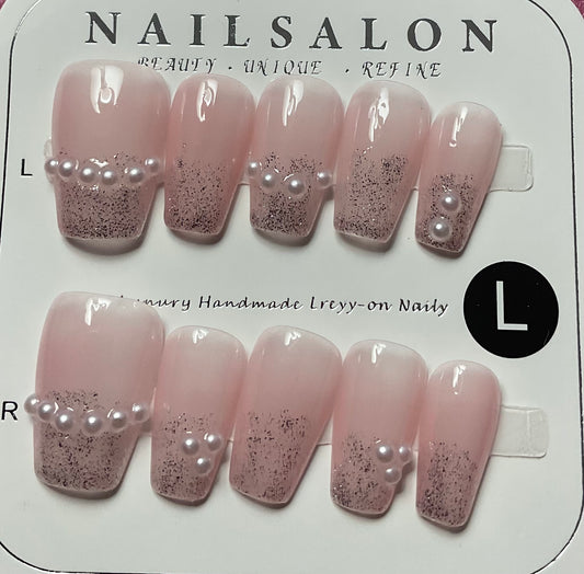 Elegant Pearl Blush Press On Nails