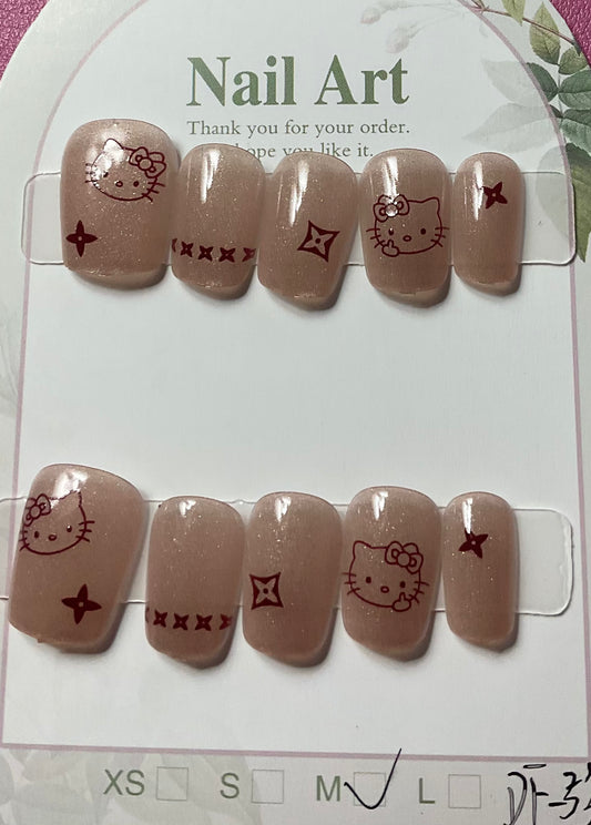 Tan Hello Kitty Press On Nails