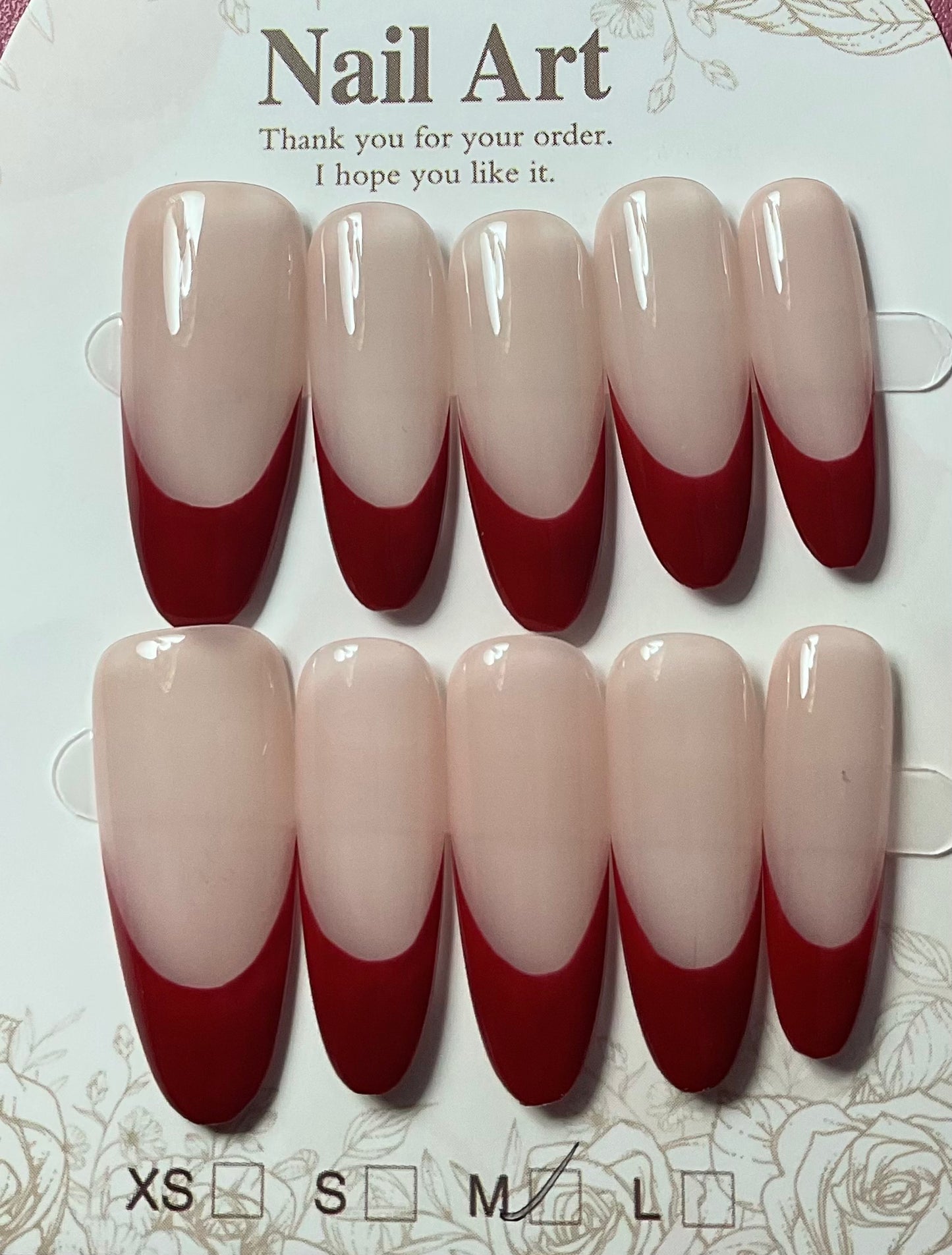 Red French Tips Press On Nails