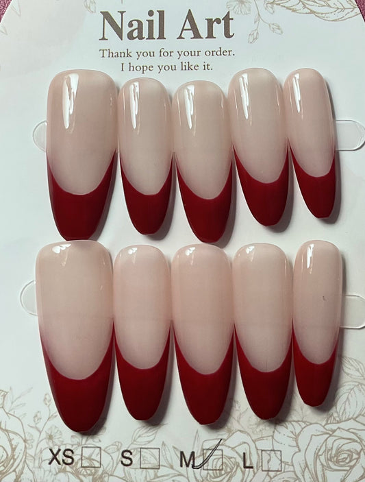 Red French Tips Press On Nails