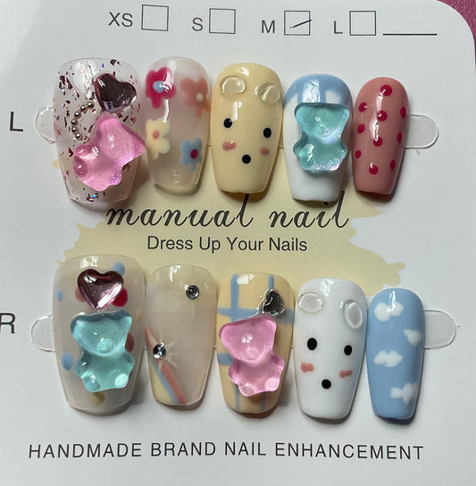 Cute Gummy Bear Press On Nails