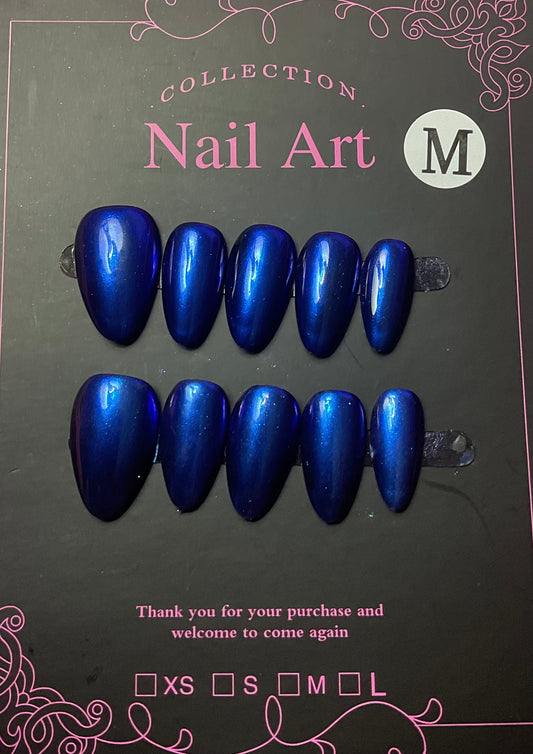 Royal Blue Chrome Press On Nails