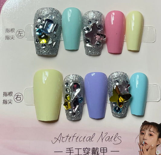 Dazzling Gemstone & Glitter Press On Nails
