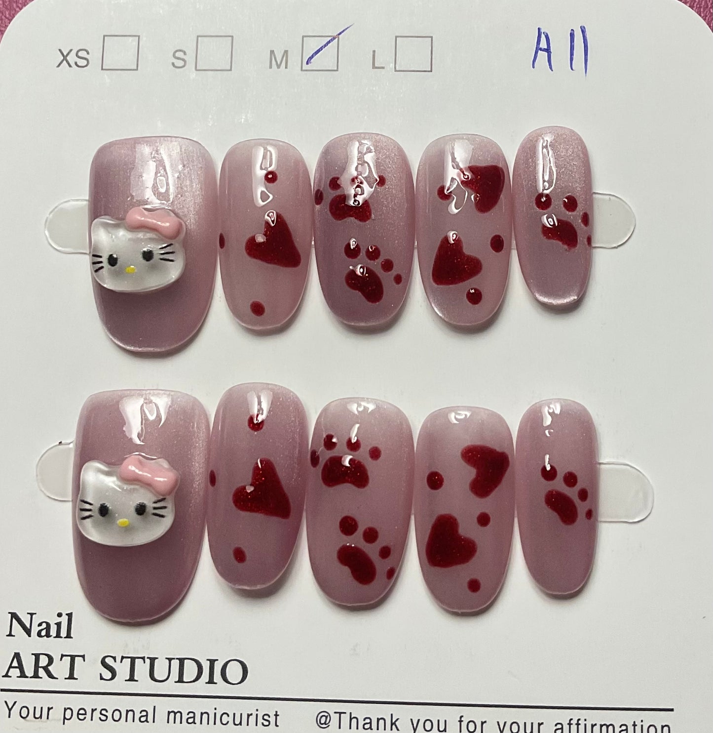 Pink Hello Kitty Press On Nails
