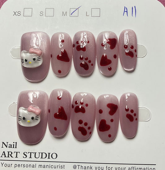 Pink Hello Kitty Press On Nails
