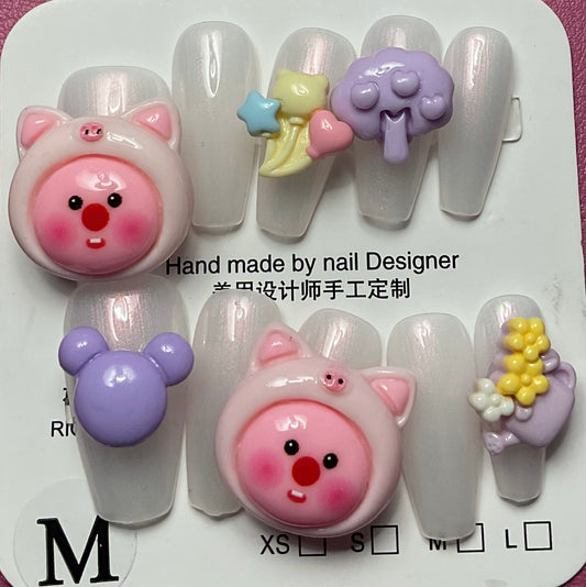Cute Pig Press On Nails
