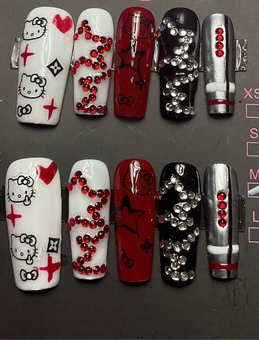 Red Hello Kitty Press On Nails