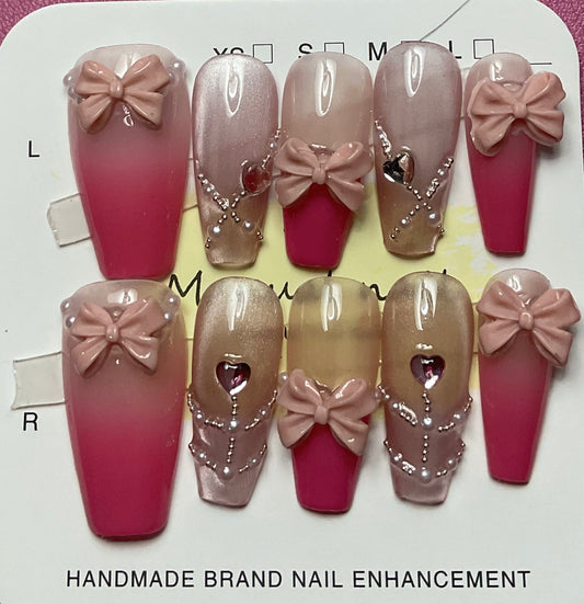 Sweetheart Bow Press On Nails
