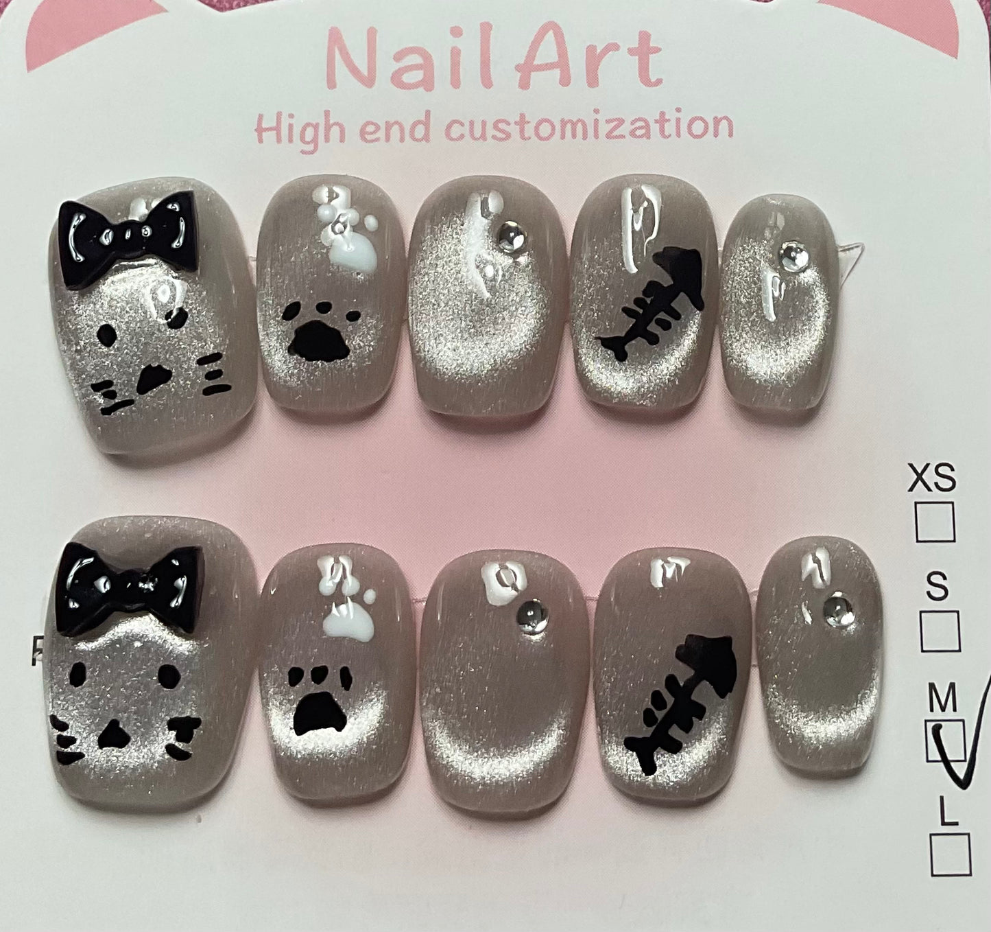 Purr-Fectly Pearlescent Cat Press On Nails