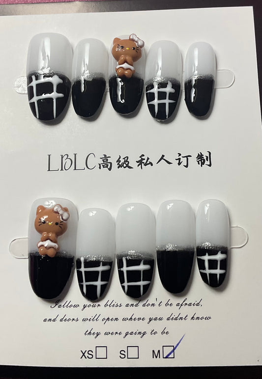 Black French Tips Press On Nails