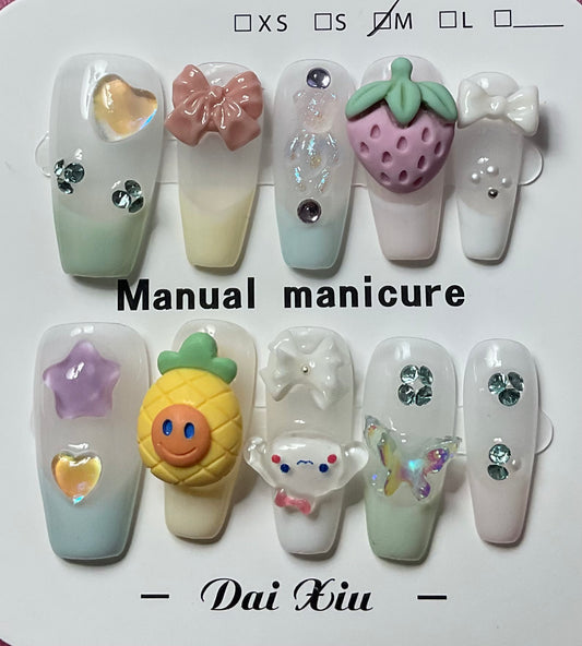 Sweet Strawberry & Cartoon Press On Nails
