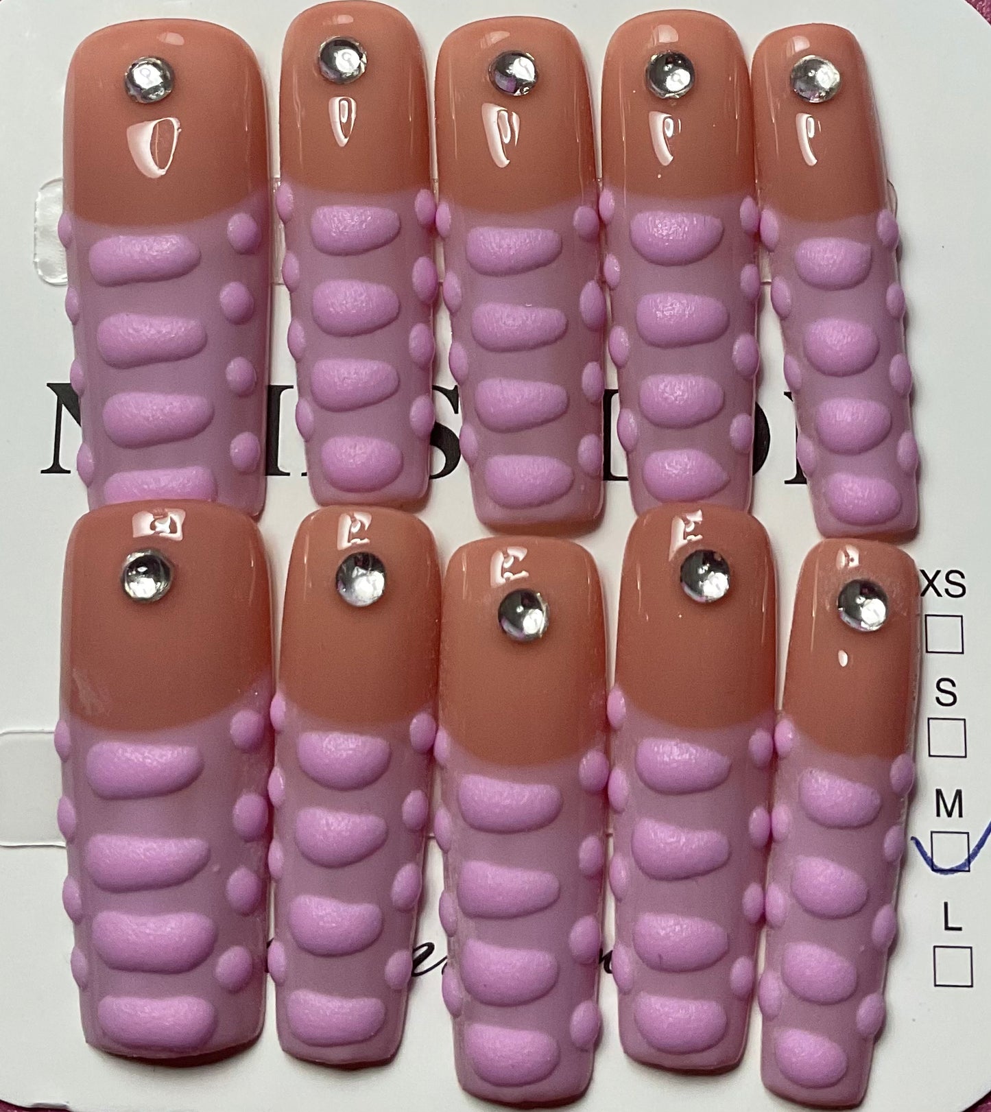 Pink Textured Press On Nails