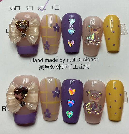 Sweet Dreams & Teddy Bear Press On Nails