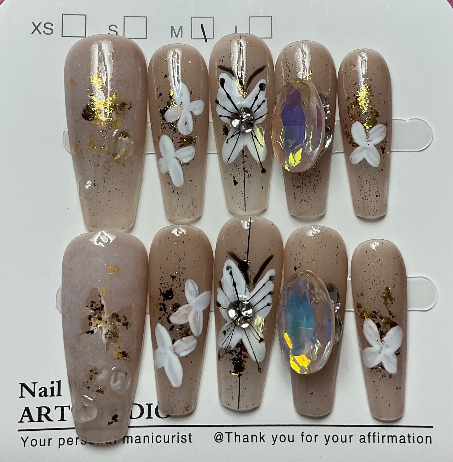 Golden Butterfly Press On Nails