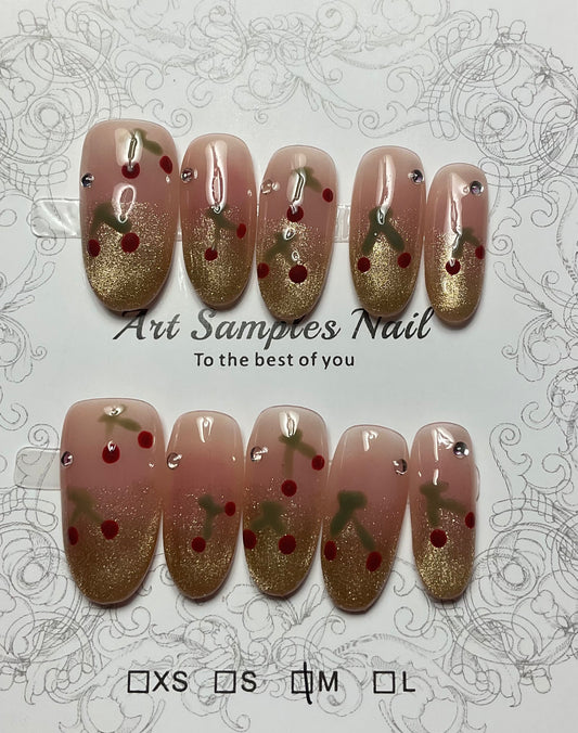 Cherry Sparkle press On Nails