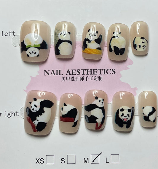 Cute Panda Press On Nails
