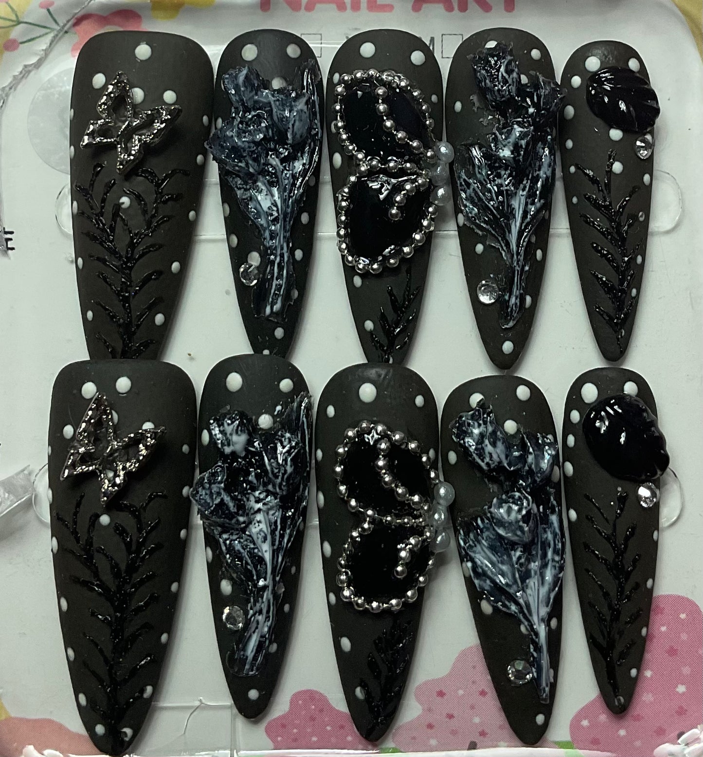 Midnight Bloom Press On Nails