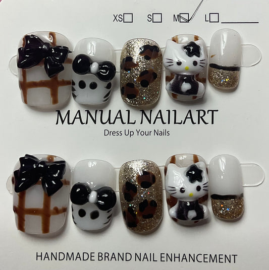 Hello Kitty & Leopard Press On Nails