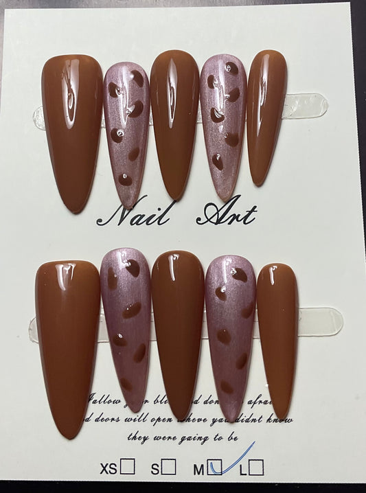 Caramel & Blush Leopard Press On Nails