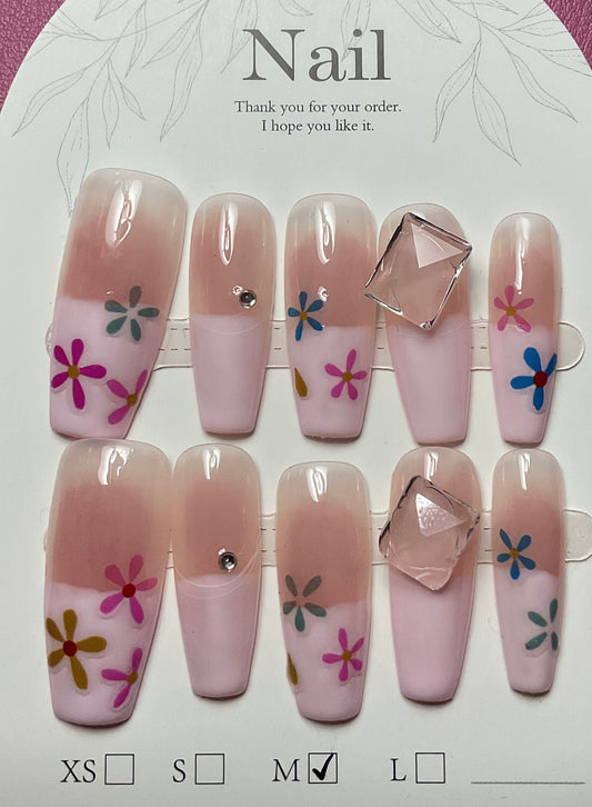 Spring Blossom French Tip Press On Nails