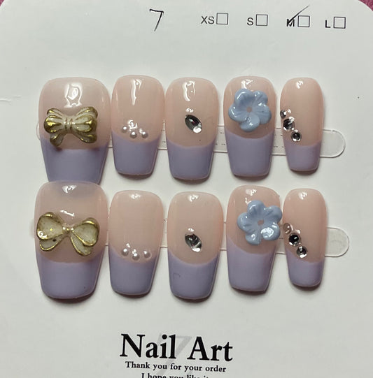 Lavender and Nude Press On Nails