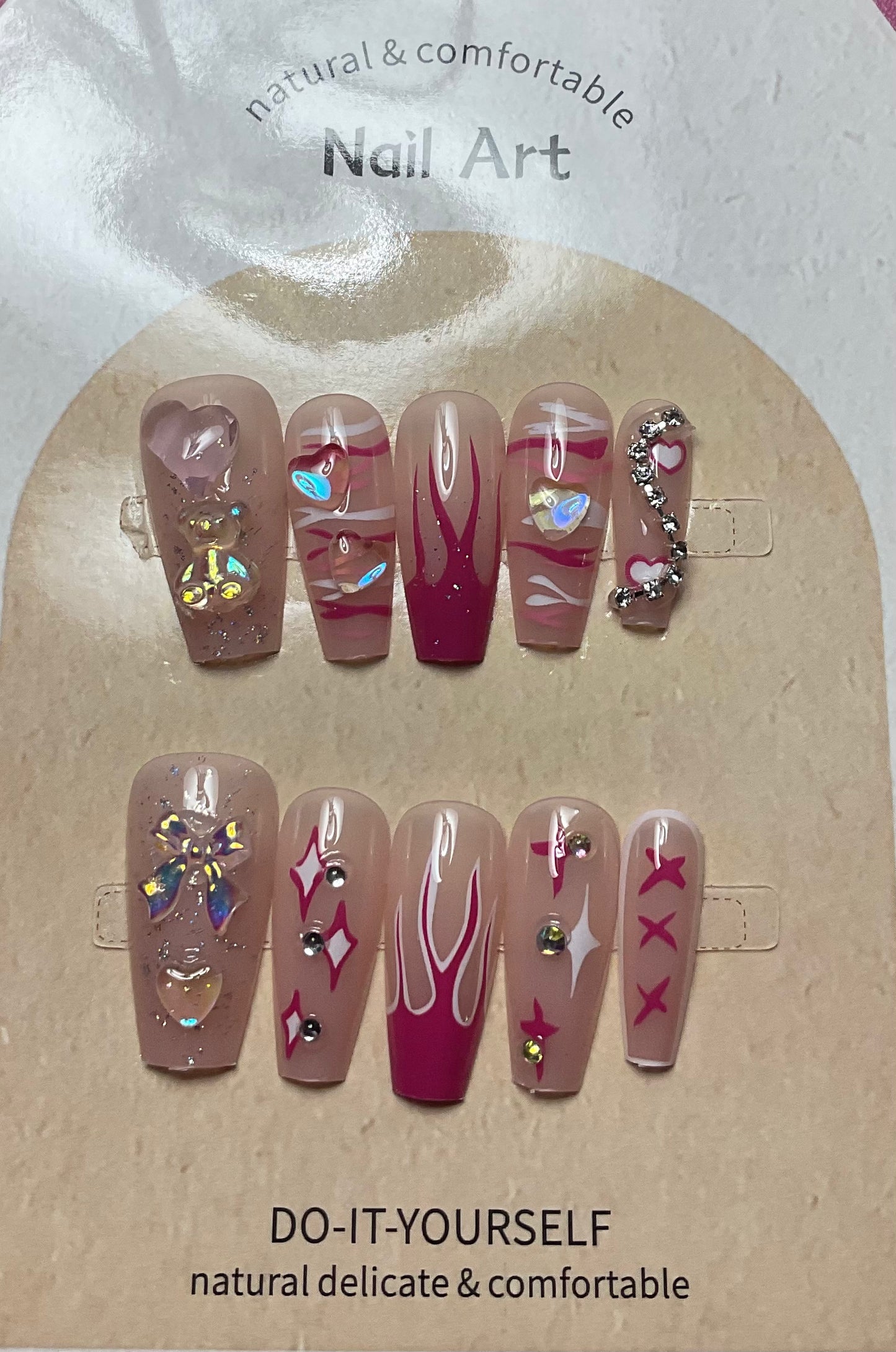 Flaming Pink Press on Nails