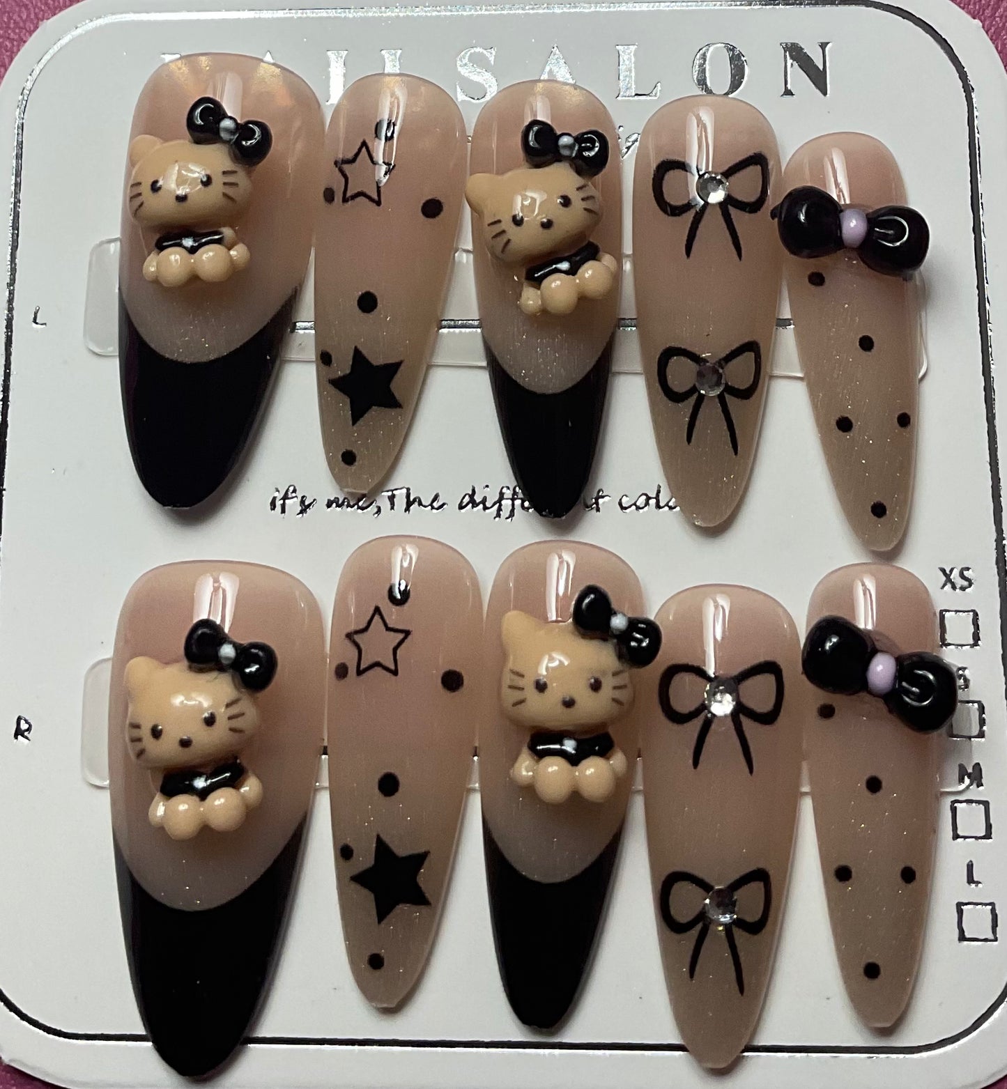 Black Hello Kitty Press On Nails