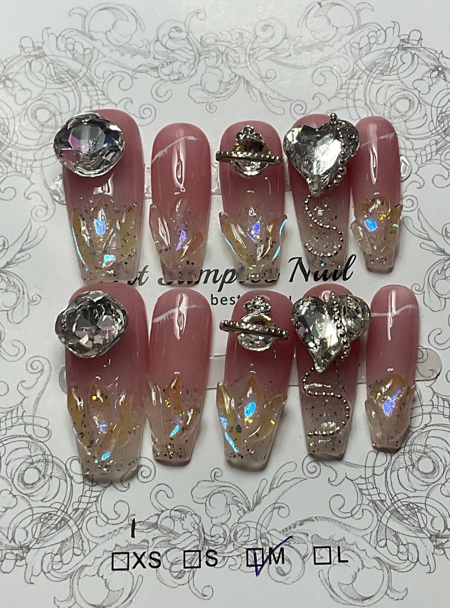 Pink and Big Bling Press On Nails